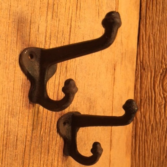 One (1) Cast Iron Black Double Acorn Wall Hooks 3" Deep One (1) 0170-531705 B - Picture 4 of 16